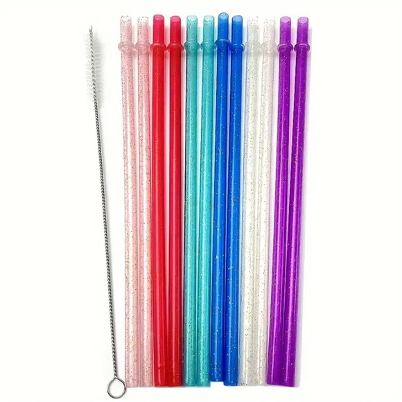 15 piece Straw Bundle: 2 Disney Straw Covers, 12 Straws 1 Straw Cleaner 🆕 - Picture 3 of 13